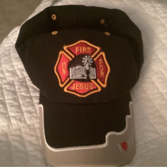 On Fire For Jesus Adjustable Baseball Black Strapback Hat - Picture 1 of 7